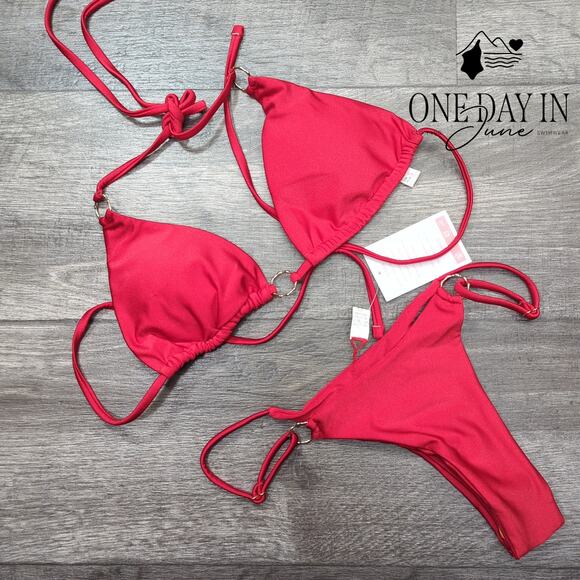 Miketai Adjustable Triangle Thong Bikini Swimsuit Size S - Picture 2 of 6